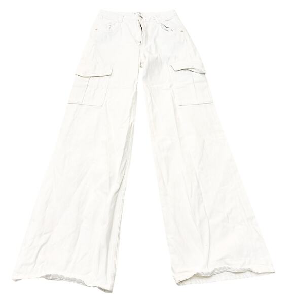 AGOLDE Minka Cargo Wide Leg White Denim Jeans A9117-1183 Zip Fly Size 24 - Picture 2 of 9